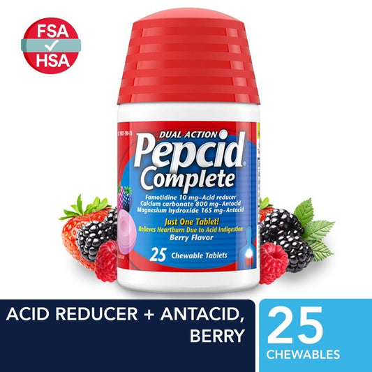 Pepcid Complete, Acid Reducer/Antacid, Dual Action, Berry Flavor, Chewable Tablets Health & Beauty Pasteur Pharmacy