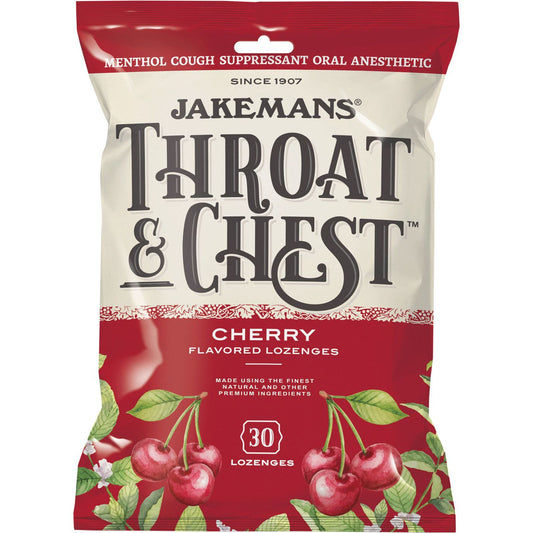 Jakemans Throat & Chest Lozenges, Cherry Menthol, 30 Pc Health & Beauty Pasteur Pharmacy