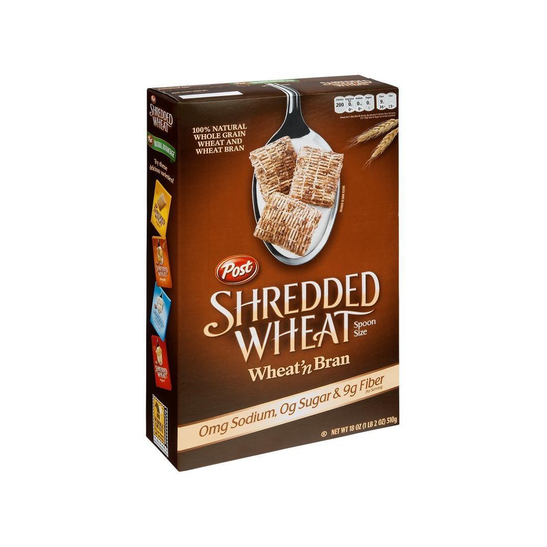 Céréales Post, Shredded Wheat, Wheat 'N Bran, format cuillère, 18 oz