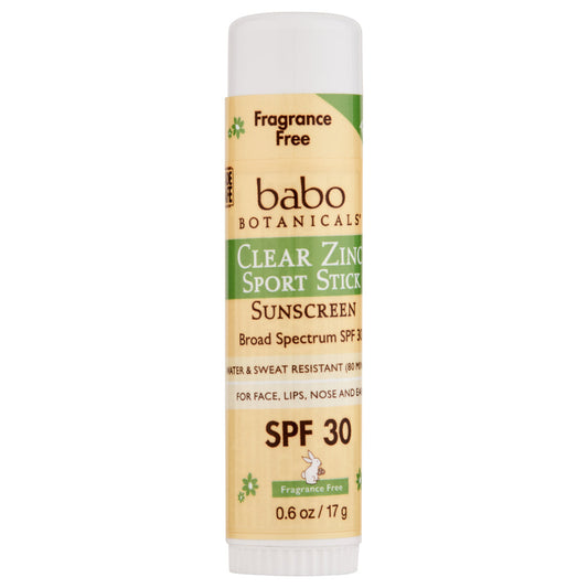 Babo Botanicals SPF 30 Clear Zinc Sport Stick Sunscreen Fragrance Free Sunscreen Pasteur Pharmacy