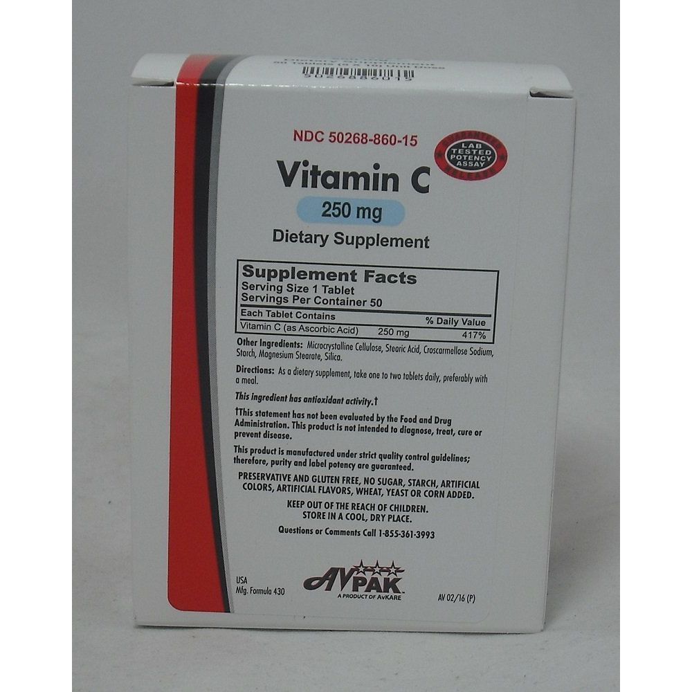 Avpak Vitamin C 250 Mg Dietary Supplement Vitamins & Supplements Pasteur Pharmacy
