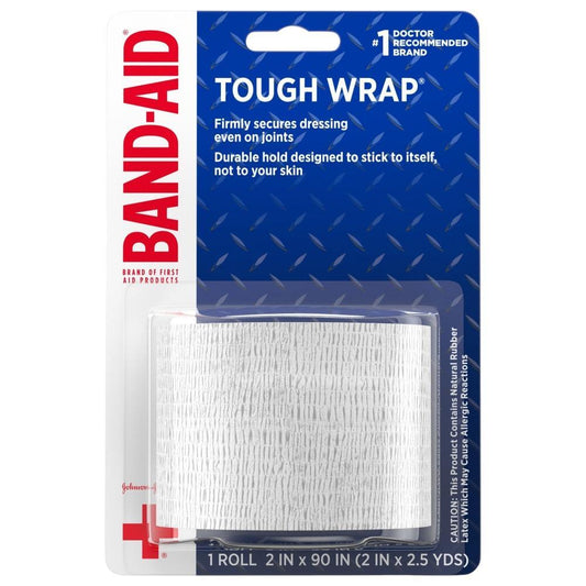 Band-Aid Brand Tough Wrap Self-Adhesive Wound Wrap, 2 In By 2.5 Yd First Aid Pasteur Pharmacy