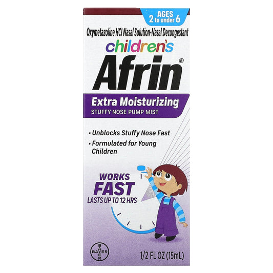 Afrin Children S Extra Moisturizing 12 Hour Stuffy Nose Nasal Spray Ages 2 To 6 15mL Respiratory Care Pasteur Pharmacy