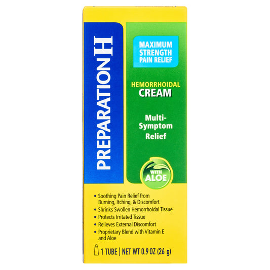 Preparation H® Maximum Strength Pain Relief Cream with Aloe - 0.9 oz Tube Medicine & Drugs Pasteur Pharmacy