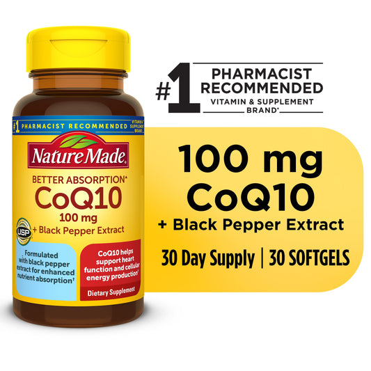 Nature Made CoQ10 100 Mg With Black Pepper Extract Softgels Vitamins & Supplements Pasteur Pharmacy