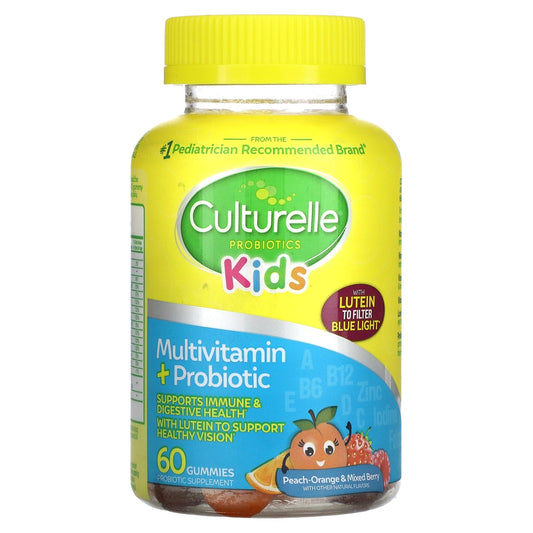 Culturelle Kids Multivitamin + Probiotic Gummies, Digestive + Immune Support Peach-Orange 60 ct& Mixed Berry Flavor Vitamins & Supplements Pasteur Pharmacy
