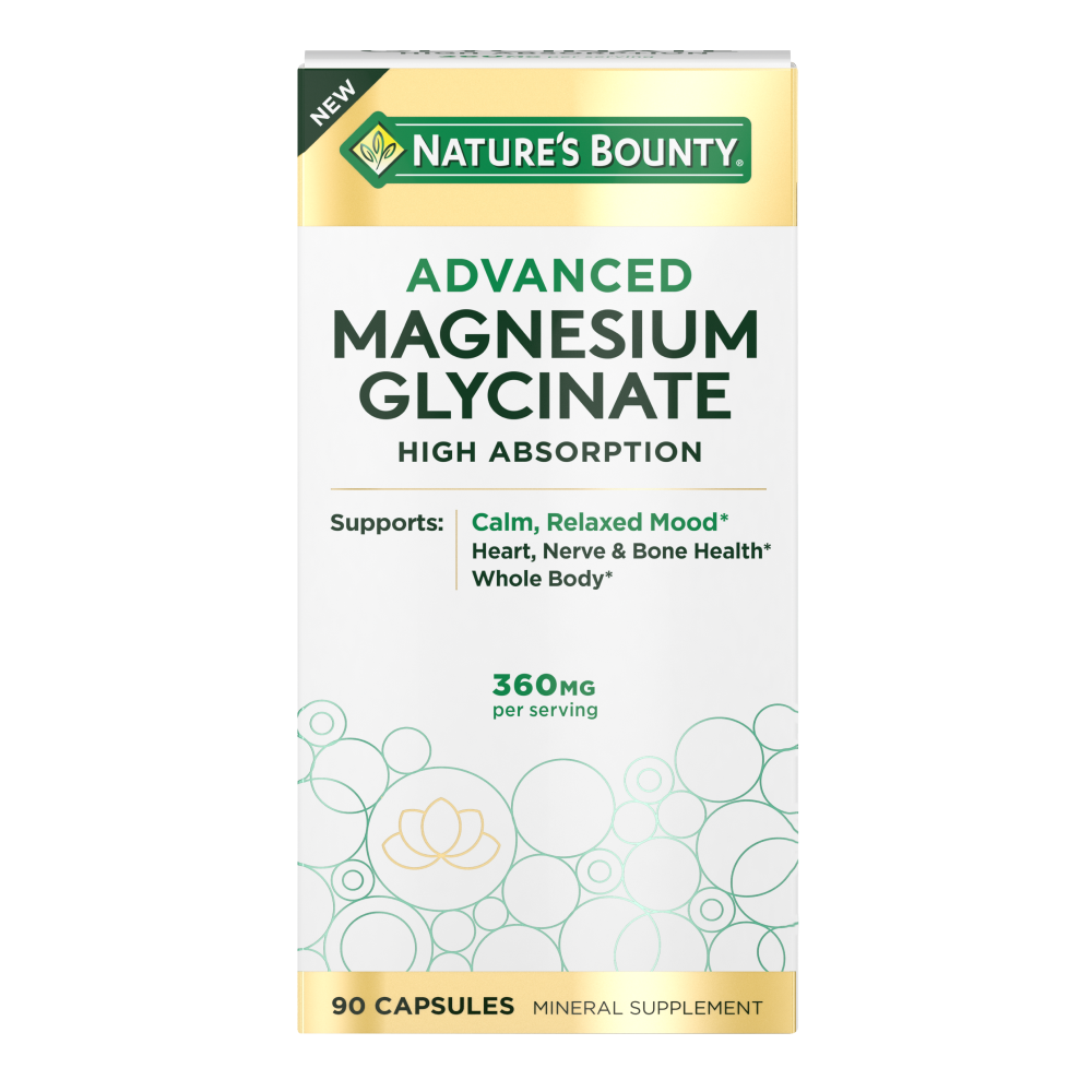 Nature's Bounty® Glycinate de magnésium avancé, 360 mg, 90 gélules