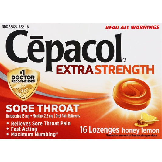 Cepacol Extra Strength Sore Throat Relief Lozenges, 16 Count, Honey Lemon Flavor Health & Beauty Pasteur Pharmacy