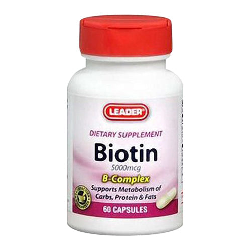 Leader™ Biotin 5000 mcg + B-Complex – Hair, Skin & Nail Support (60 Capsules) Vitamins & Supplements Pasteur Pharmacy