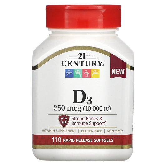 21st Century Vitamin D3 10000 IU Tablets 110 Ct Vitamins & Supplements Pasteur Pharmacy
