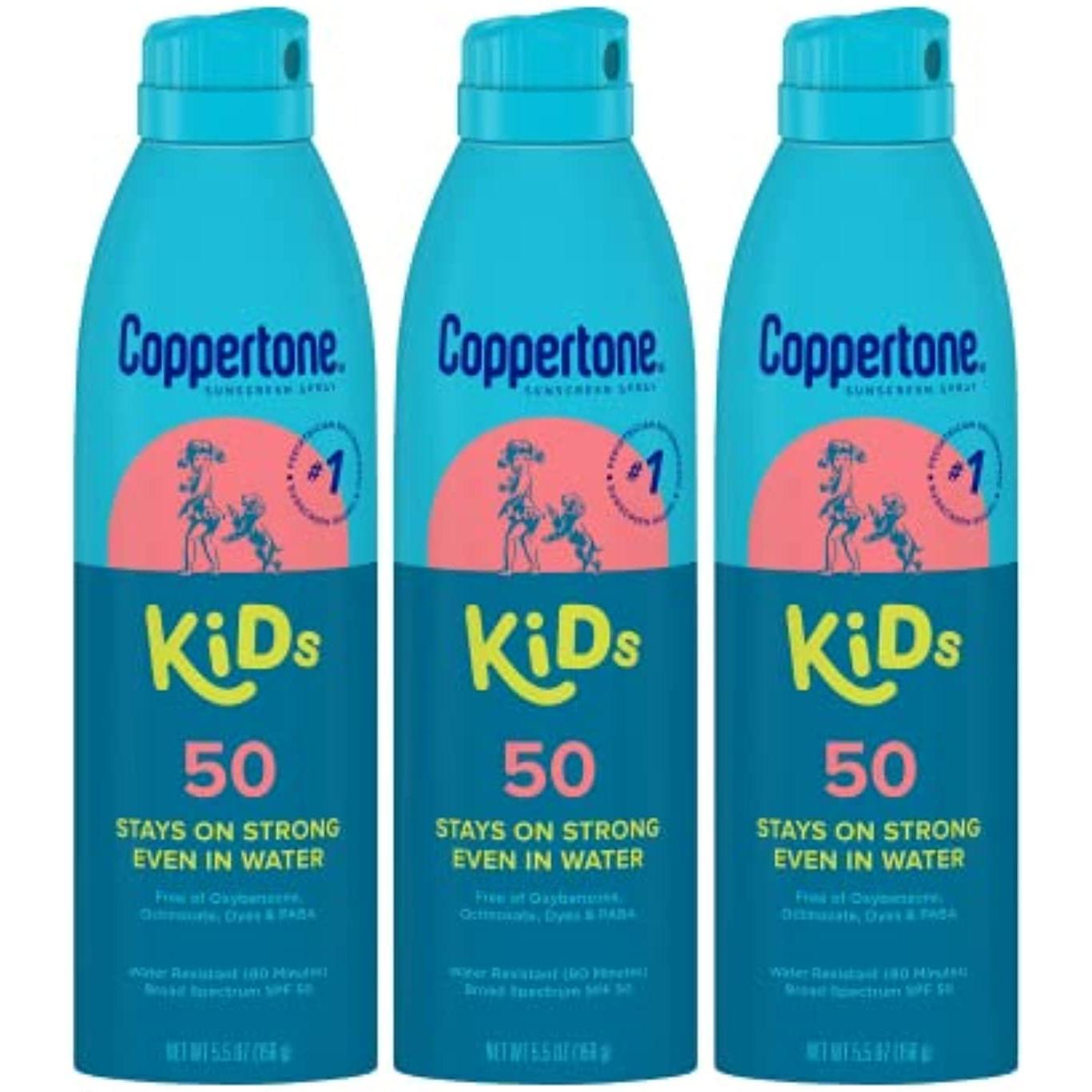 Coppertone Kids Sunscreen Wet Protect Spray SPF 50 5.5 Oz Sunscreen Pasteur Pharmacy