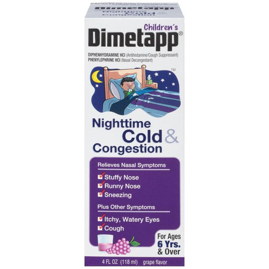 Dimetapp Children's Nighttime Grape Flavor Cold & Congestion 4 Fl Oz Health & Beauty Pasteur Pharmacy