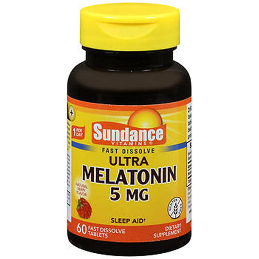 Sundance Vitamins® Melatonin – 5 mg Natural Berry Flavor (60 Tablets) Vitamins & Supplements Pasteur Pharmacy