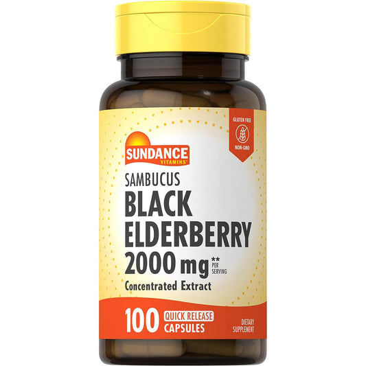 Sundance Sambucus Black Elderberry, 1000 Mg, 100 Caps Vitamins & Supplements Pasteur Pharmacy