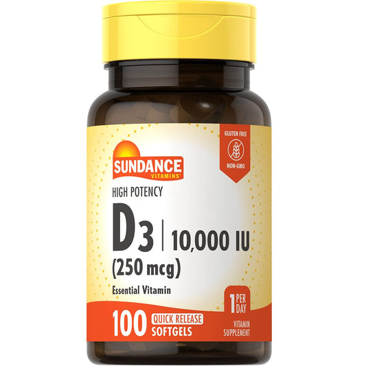 Sundance Vitamin 10.000 IU(250Mcg)High Potency Vitamin D3 Softgels 100Ea Vitamins & Supplements Pasteur Pharmacy