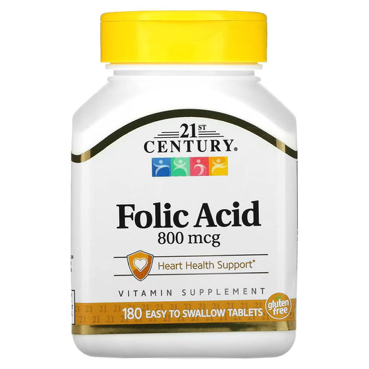21st Century Folic Acid 0.8 Mg Tablets 180 Ct Vitamins & Supplements Pasteur Pharmacy