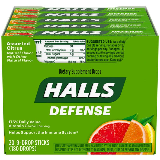 Halls Defense Supplement Drops, Vitamin C, Assorted Citrus Health & Beauty Pasteur Pharmacy