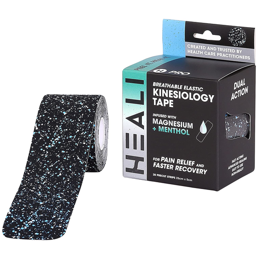 Heali Magnesium & Menthol Infused Kinesiology Tape Blue Splatter Exercise & Fitness Pasteur Pharmacy