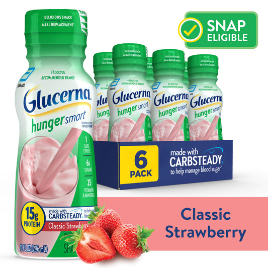 Glucerna Hunger Smart Diabetes Nutritional Shake Creamy Strawberry 10 Oz 6 Ct Liquid Vitamins & Supplements Pasteur Pharmacy