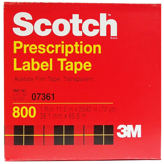 Scotch Prescription Label Tape 800 Clear, 1 1/2 In X 72 Yd Wig Glue & Tape Pasteur Pharmacy