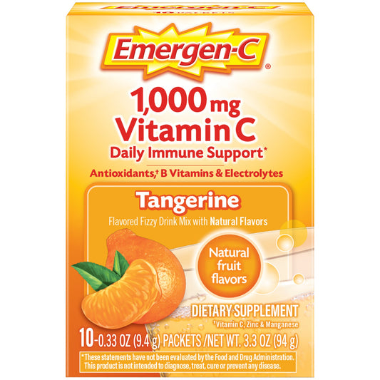 Emergen C 10 Count, Tangerine Flavor) Dietary Supplement Fizzy Drink Mix With 1000 Mg Vitamin 0.33 Ounce Packets, Caffeine Free Health & Beauty Pasteur Pharmacy