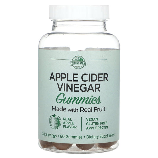 Country Farms Apple Cider Vinegar Gummies, Real Apple, 60 Gummies Vitamins & Supplements Pasteur Pharmacy