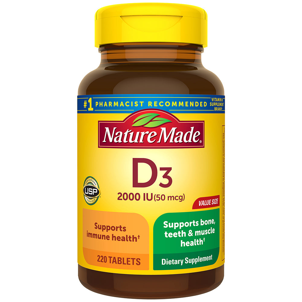 Nature Made Vitamin D3, 50 Mcg, Tablets, Value Size Vitamins & Supplements Pasteur Pharmacy