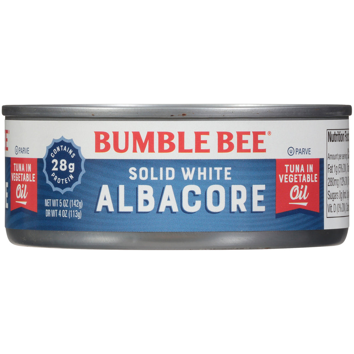 Atún blanco sólido (albacora) en aceite vegetal Bumble Bee, lata de 5 oz