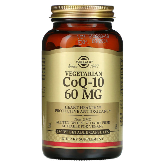 Solgar CoQ-10, 60 Mg, Coenzyme, Vegetarian, 180 Vegetable Capsules Vitamins & Supplements Pasteur Pharmacy