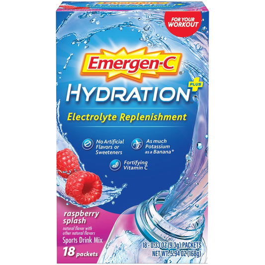 Emergen-C Hydration Plus Sports Drink Mix, Raspberry Splash Vitamins & Supplements Pasteur Pharmacy