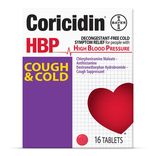 Coricidin HBP Cough & Cold Relief, Decongestant-Free Tablets, 16 ct Medicine & Drugs Pasteur Pharmacy