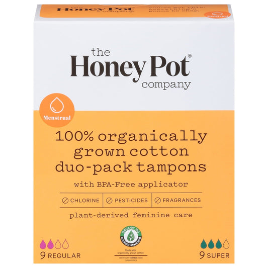 The Honey Pot Company Tampons, Regular/Super, Duo Pack Tampons Pasteur Pharmacy