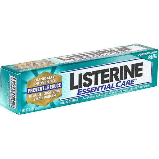 Listerine Essential Care AntiPlaque AntiGingivitis And AntiCavity Fluoride Toothpaste, Powerful Mint Gel Toothpaste Pasteur Pharmacy