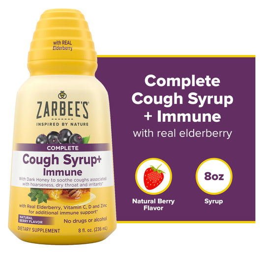 Zarbee's Cough + Immune Support Syrup – Natural Berry Flavor, 236ml (8 fl oz) Respiratory Care Pasteur Pharmacy
