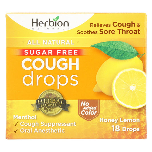 Herbion Naturals Cough Drops, Sugar Free, Honey Lemon, 18 Drops Respiratory Care Pasteur Pharmacy