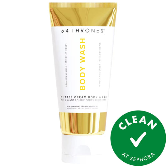 Gel de ducha hidratante en crema 54 Throne: fórmula no agresiva con manteca de karité, ceramidas y niacinamida