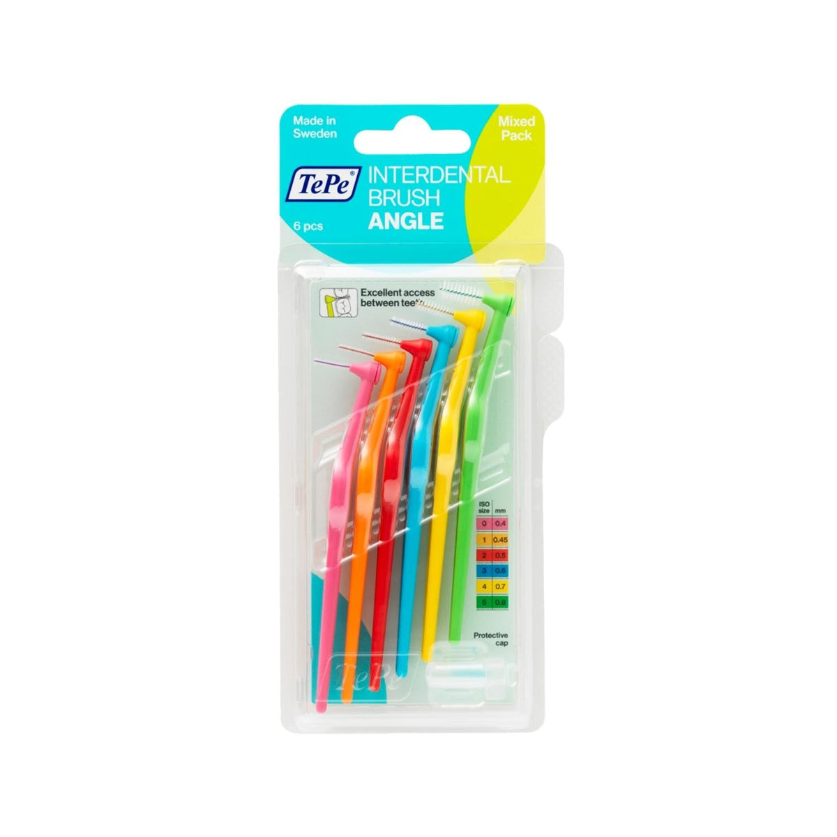 Tepe Interdental Brush: 6-Pack Mixed Colors - Clean Between Teeth, Prevent Gum Disease & Tooth Decay, Orthodontic Brush