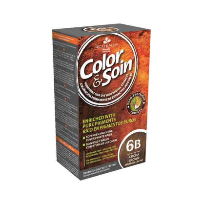 Color&Soin Tinte Natural para el Cabello - 6B Castaño Cacao, sin amoníaco, sin parabenos, tinte sin siliconas con extractos vegetales