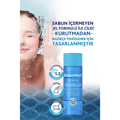 Gel nettoyant visage Bepanthol Derma - Nettoyant visage doux, sans savon et hydratant pour peaux sensibles