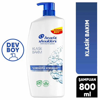 Shampooing antipelliculaire Head & Shoulders Classic Clean - 800 ml - Soulagement des démangeaisons du cuir chevelu, tous types de cheveux, usage quotidien, pH équilibré