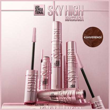 Mascara Maybelline New York Lash Sensational Sky High Marron - Volumateur, Longue Tenue, 24 Heures