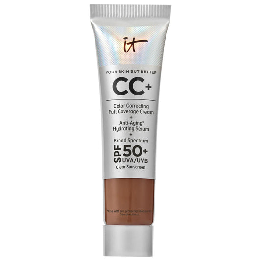 IT Cosmetics CC+ Cream Full Coverage Foundation SPF 50+: Hydrating, Anti-Aging & Color Correcting - Perfect for Acne Scars, Redness & Uneven Skin Tone
