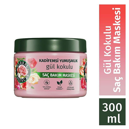 Masque capillaire à la rose Herbal Essences - Soin hydratant pour cheveux secs, végétalien et sans cruauté - 300 ml