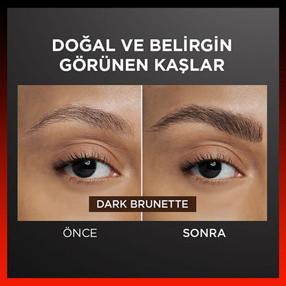 L'Oréal Paris Infaillible Faux Brow : Crayon à sourcils ultra-fin brun foncé pour une définition naturelle, longue tenue, anti-bavures et résistante à l'eau
