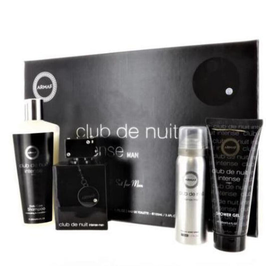 Armaf club de nuit intense 4 pcs set for men: 3.6 eau de toilette spray + 3.4 shower gel + 1.7 perfume body spray + 8.4 shampoo Men Fragrant Nest