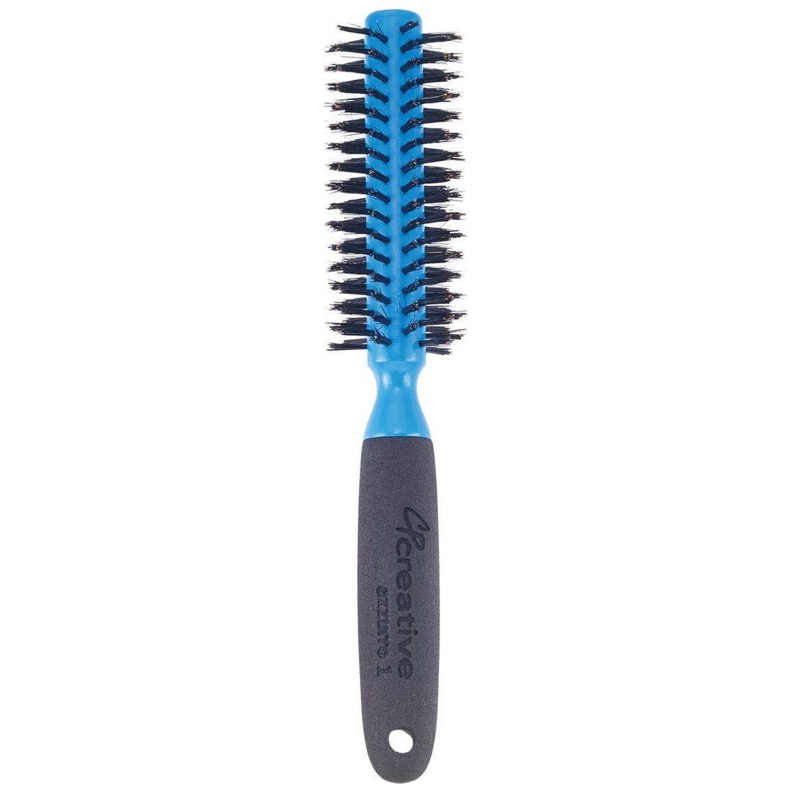 Azzurro Wood Barrel Round Boar Bristle Hair Brush Hair Brush Pasteur Pharmacy Small (1.75")