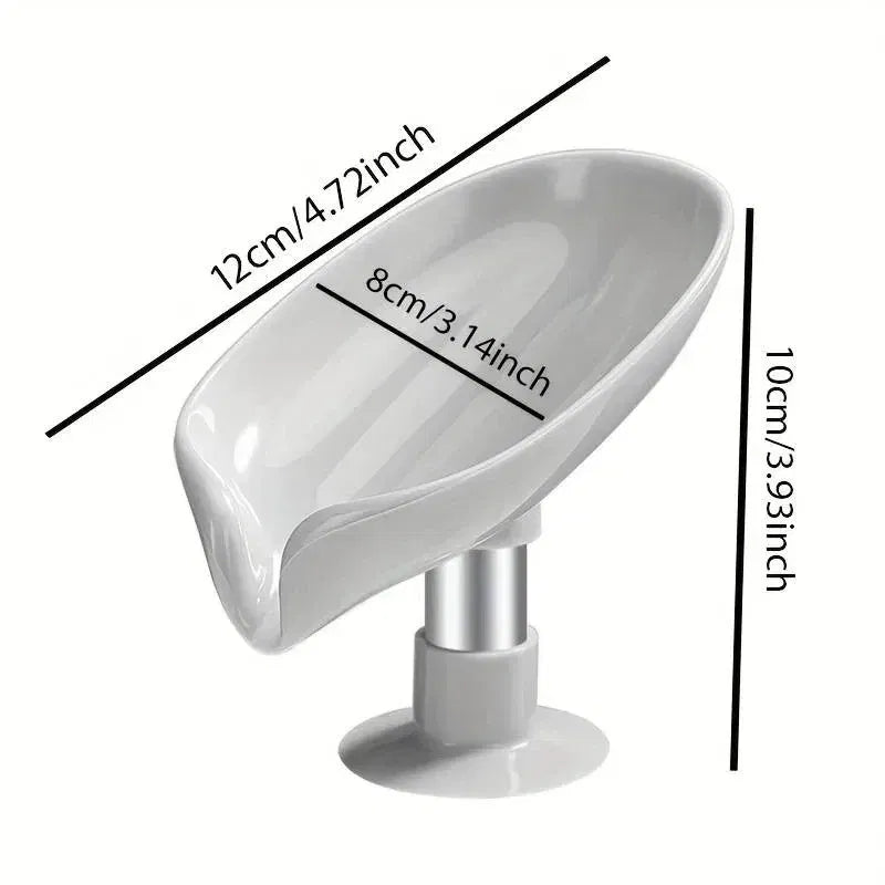 Color: Army Green - 1-2Pcs Drain Soap Holder Bathroom Items Leaf Shape Wall Soap Dish for Bathroom Punch-free Suction Cup Standing Things the Home