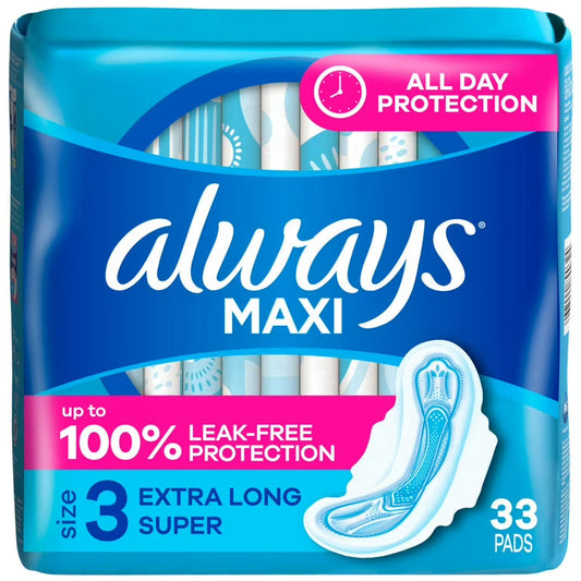 Always Maxi Size 3 Extra Long Super Pads 3 x 33ct Feminine Pads & Protectors Pasteur Pharmacy