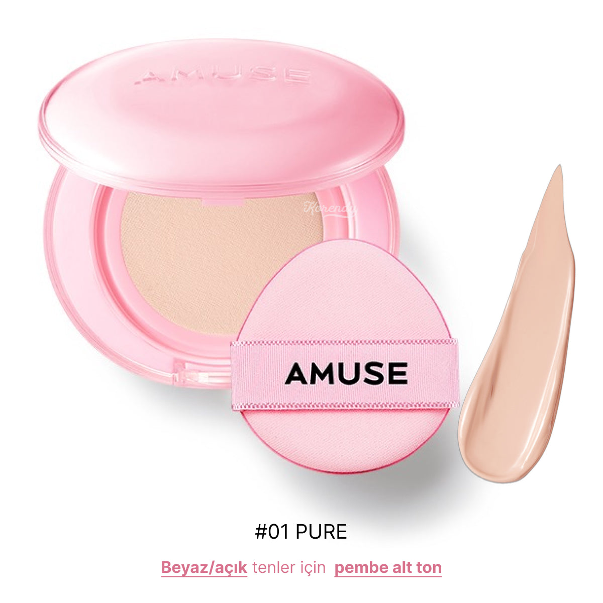 Amuse Dew Power Vegan Cushion SPF 50+ Radiant Finish 15g #01 Pure