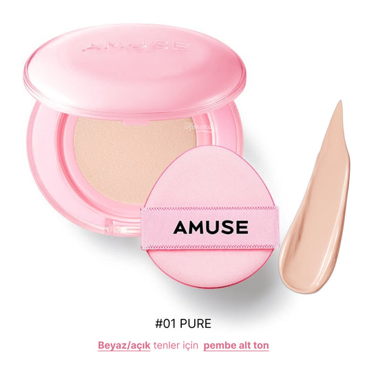 Amuse Dew Power Vegan Cushion SPF 50+ Radiant Finish 15g #01 Pure